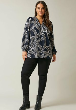 CREPE TIE NECK - Bluse - navy