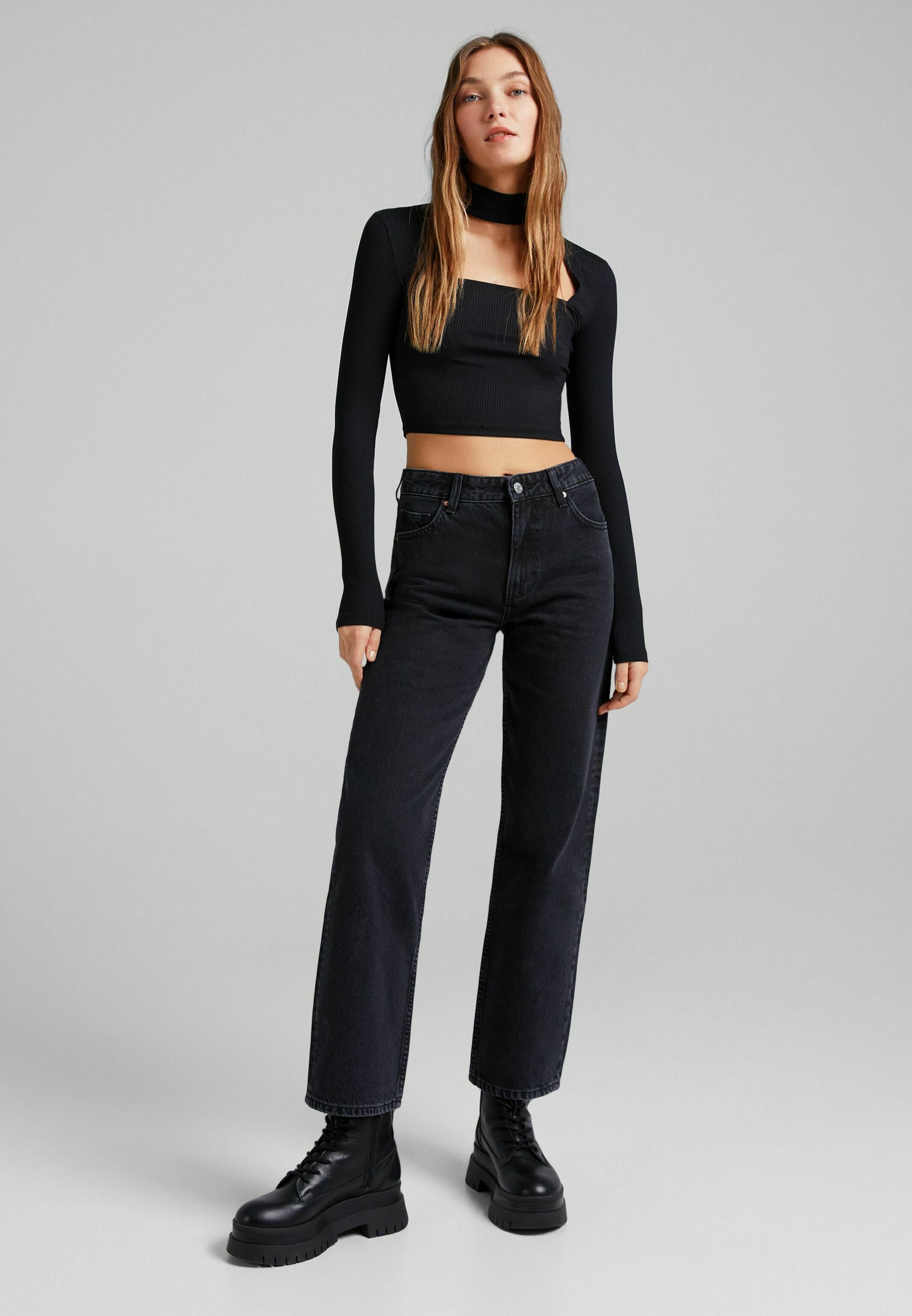Bershka LOOSE FIT STRAIGHT - Jeans a sigaretta - black/nero - Zalando.it