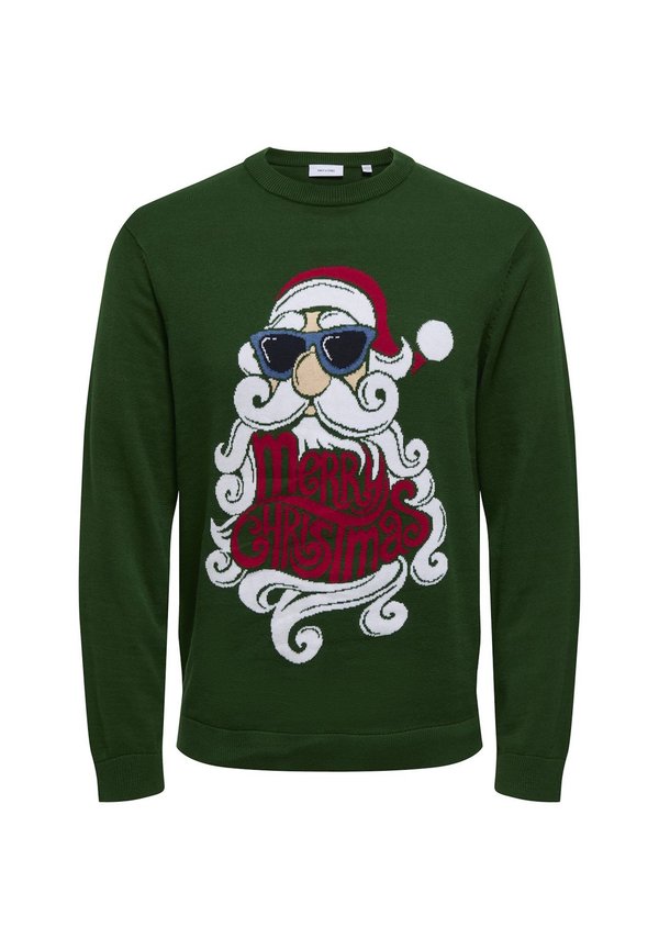 XMAS PLACE R-NECK - Strickpullover - grün