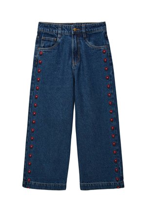 À FLEURS BRODÉES - Jean droit - stone denim