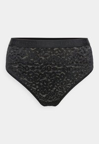Μαύροι ψηλόμεσοι σλιπ από δαντέλα με σχέδιο λεοπάρ και ελαστική ζώνη μέσης με ανάγλυφο λογότυπο Tommy Hilfiger.