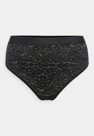 Svarte høytaljer med blonder, leopardmønster og elastisk midjebånd med preget Tommy Hilfiger-logo.