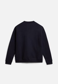 Sweatshirt girocollo color navy realizzato in tessuto misto cotone. Presenta polsini e orlo a costine, con una texture liscia e un design semplice, senza loghi visibili.