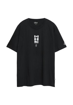 Czarny t-shirt z krótkim rękawem z białą grafiką trzech flag i napisem „CAN MEX USA” na piersi, okrągły dekolt i mały napis na rękawie.