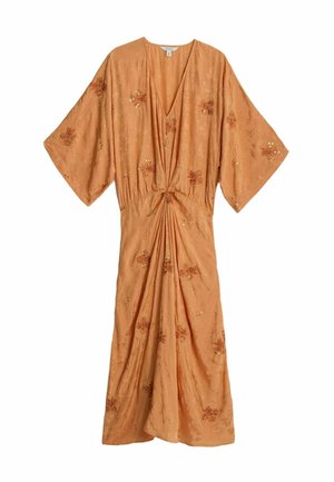 BHOEM, REGULAR FIT - EMBROIDERED JACQUARD DRAPE MAXI DRESS - Maxi ruha - orange