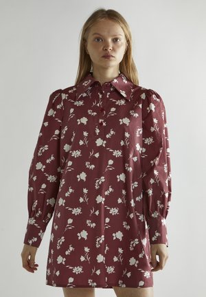 HIGH NECK SWING - Shirt dress - burgundy floral