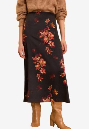 Love & Roses REGULAR FIT - sukňa v tvare A - black floral