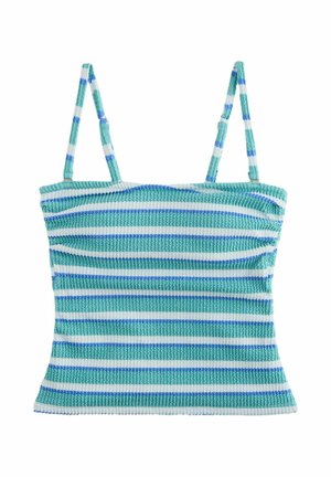 PULL ON BANDEAU  - Bikini-Top - aqua blue/white crinkle stripe