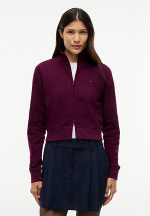 Tommy Jeans, FUNNEL NECK FITTED ZIP-THRU SWEATSHIRT - Суитшърт с цип - calypso berry