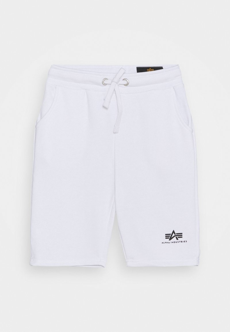 Shorts blancs décontractés avec taille à cordon et poches latérales, avec le logo Alpha Industries sur la partie basse de la jambe gauche.