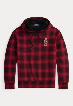 POLO BEAR PLAID HOODIE - Džemperis ar kapuci - black/red