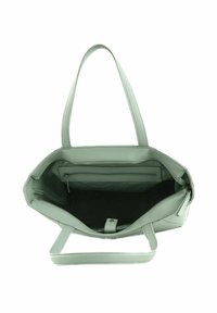 Borsa tote verde menta con due manici robusti, una tasca interna con zip e una finitura testurizzata. Ampio scomparto principale con chiusura magnetica.