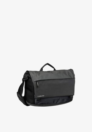 Schwarze Timbuk2-Messenger-Tasche mit Schultergurt, Tragegriff und durchgehendem Reißverschlussfach an der Vorderseite, ideal für den täglichen Gebrauch.