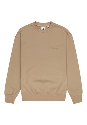 Felpa beige a collo tondo con polsini e orlo a costine. Presenta un logo "Element" tonale ricamato sul davanti. Tessuto morbido.