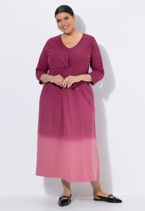 Ulla Popken, OMBRE TWIST 3/4 SLEEVE KNIT EMPIRE WAIST A-LINE POCKET DRESS - Jerseykleid - mauve