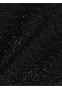 Zwarte stof met een gestructureerd oppervlak en subtiele metallic glans, met een geweven patroon en fijne glinsteraccenten doorheen.