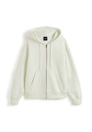 Off-white lynlås hoodie med snore, frontlommer, ribstrikkede manchetter og et Vans mærke inde i kraven.