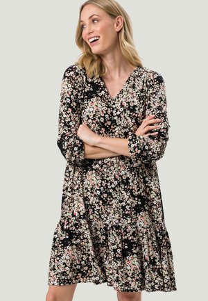 MIT BLUMENMUSTER - Vestido informal - black