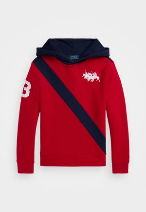 TRIPLE PONY FLEECE HOODIE - Jersey con capucha - red/refined navy