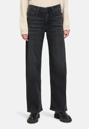 HIGH WAISTED- MIT STRASS - Flared Jeans - black denim