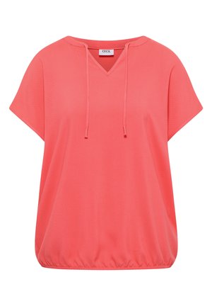 Cecil, KURZARM BLUSE MIT STRUKTURMIX - T-shirt basic - shiny coral