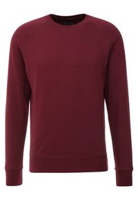 Vínová mikina z měkké bavlněné směsi s kulatým výstřihem, dlouhými raglánovými rukávy a žebrovanými manžetami a lemem.