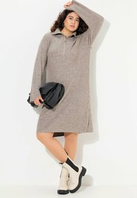 Ulla Popken TROYER COLLAR - Robe pull - pebble gray