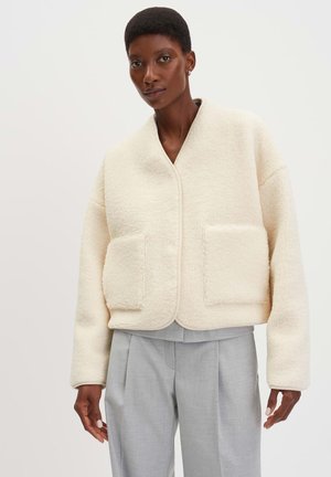 TEDDY LOOSE FIT WEITE PASSFORM V-AUSSCHNITT - Giacca in pile - soft cream