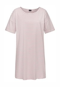 Ριγέ ροζ και λευκό t-shirt με κοντά μανίκια, στρογγυλή λαιμόκοψη και άνετη εφαρμογή. Κατασκευασμένο από απαλό ύφασμα με ομαλή υφή.