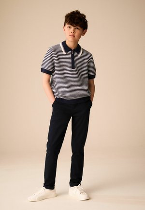 Next, REGULAR FIT - TEXTURED KNITTED POLO SHIRT - Poloshirt - navy blue