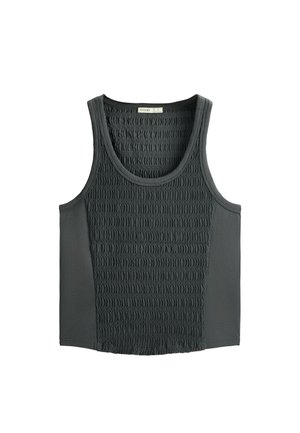 OYSHO, SEAMLESS SLEEVELESS SMOCKED T-SHIRT - Débardeur - green