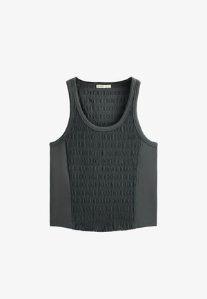 OYSHO, SEAMLESS SLEEVELESS SMOCKED T-SHIRT - Débardeur - green