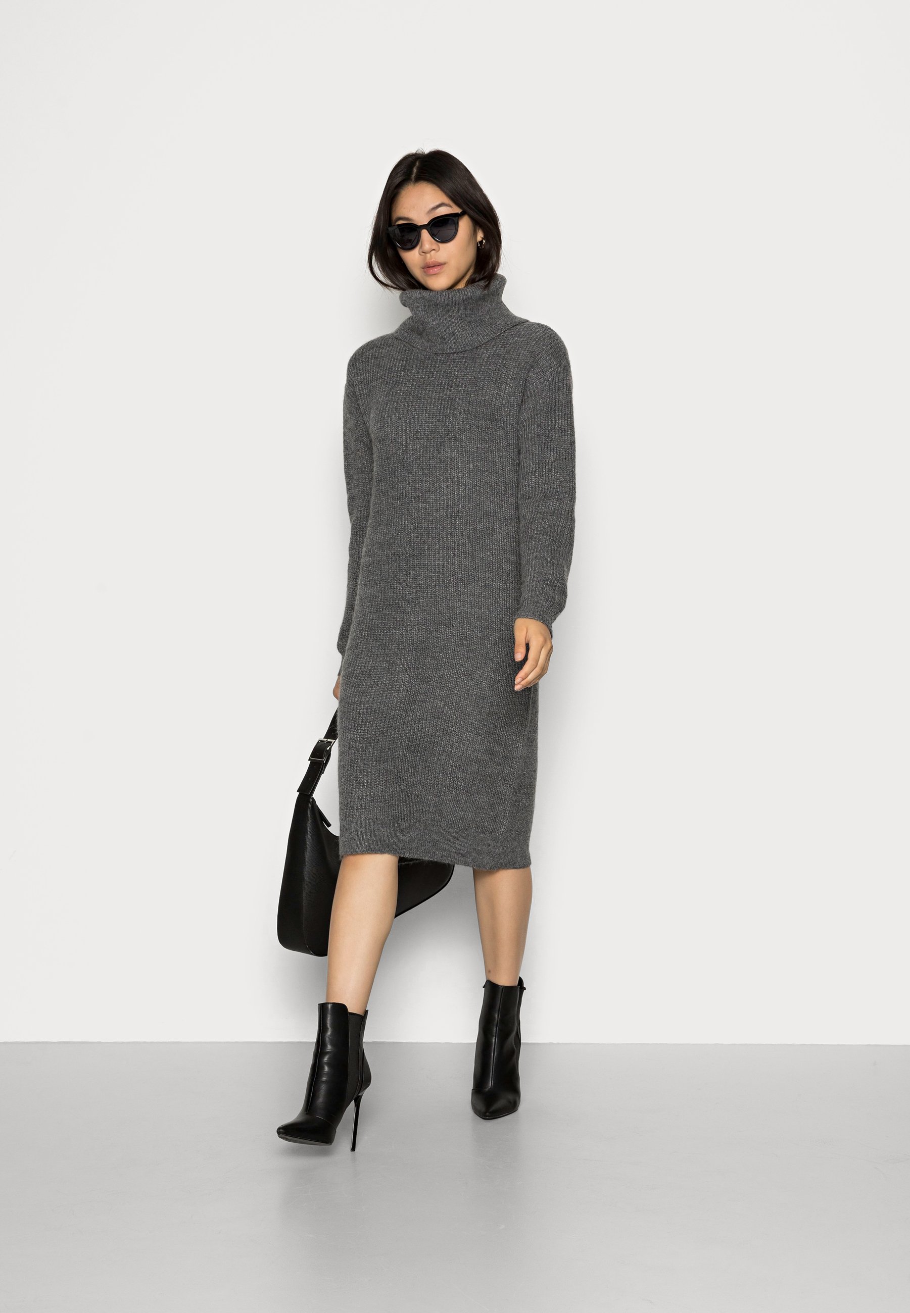 Zign ROLL NECK MIDI DRESS - Abito in maglia - mottled grey/grigio screziato  - Zalando.it