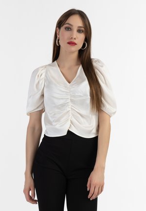 DRAPIERTES CANEVA - Bluse - wollweiss