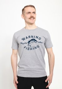Henry Tiger DUKE SONS TALKING ABOUT FISHING - Camiseta estampada - heather grey