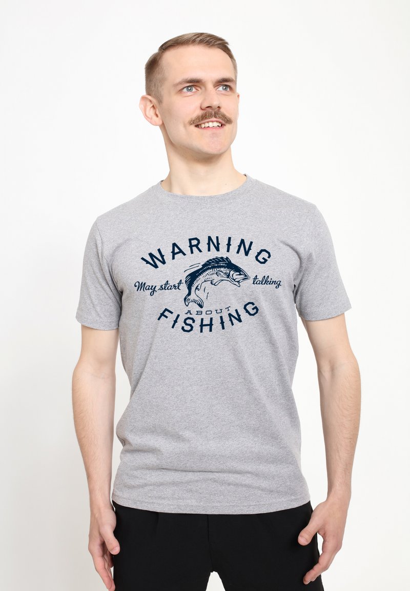 Henry Tiger DUKE SONS TALKING ABOUT FISHING - Camiseta estampada - heather grey