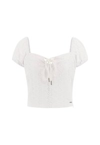 CROPPED LOCHSTICKEREI - Blouse - weiß