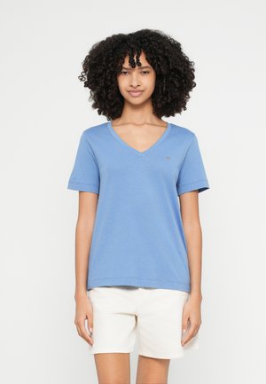 SHIELD V NECK  - T-shirt - bas - greyish blue