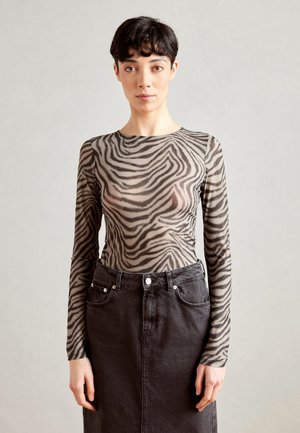 Long sleeved top - dark grey/beige