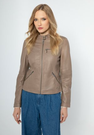 Leren jas - dark beige