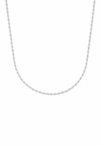 Collana in argento, caratterizzata da un design a corda attorcigliata. Il modello dei collegamenti è uniforme e la collana ha una finitura liscia e lucida.