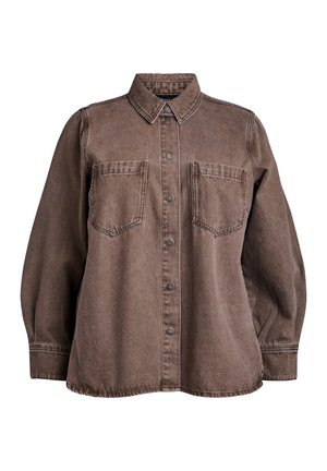 MIT BRUSTTASCHEN - Button-down blouse - brown denim