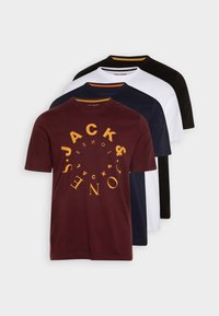 Jack & Jones JJWARRIOR TEE CREW NECK 5 PACK - T-Shirt print - bright white/navy/black