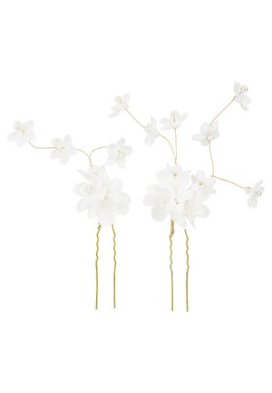 HAIRPIN WITH FLOWER AND BEADS 2 PACK - Accessori capelli - white gold coloured
