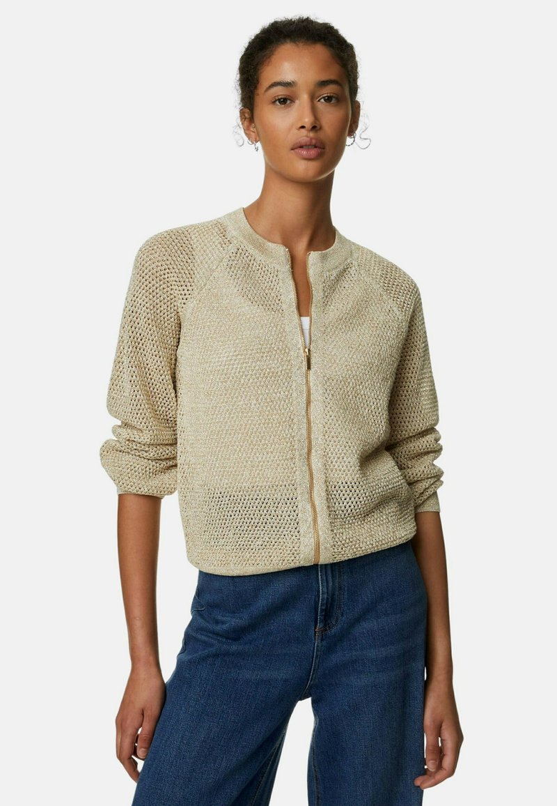Gilet ajusté col rond ivoire femme | Morgan