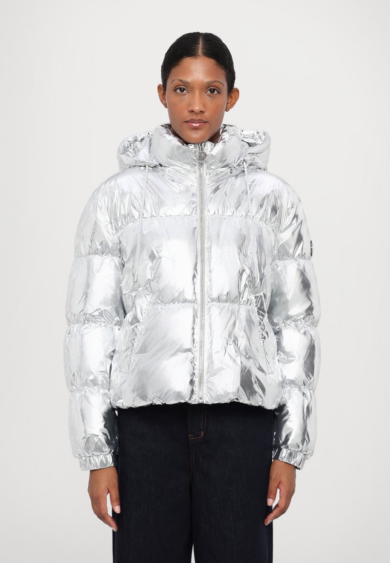 MICHAEL Michael Kors HOODED HIGH SHINE JACKET - Casaco de inverno - metallic silver