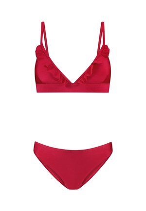 FIXED TRIANGLE SET RUFFLE - Bikini - red cerise