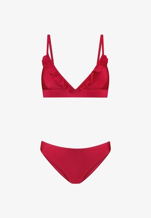 FIXED TRIANGLE SET RUFFLE - Bikini - red cerise
