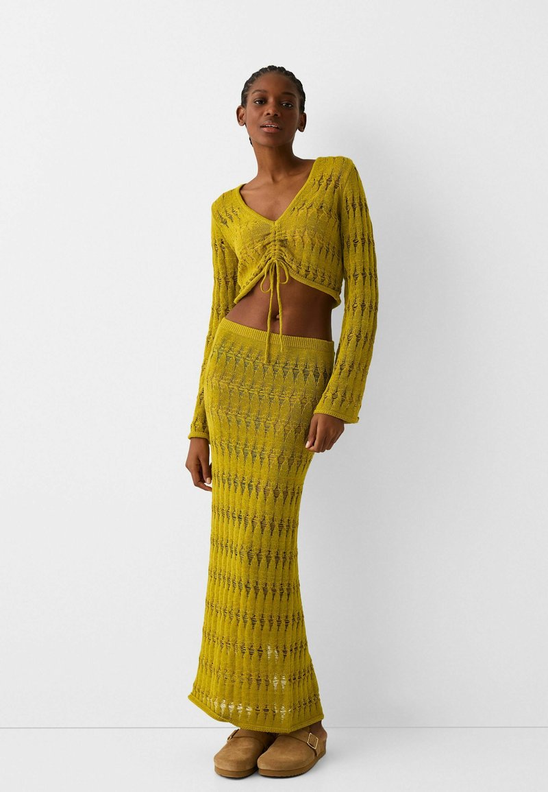 Bershka Maxirok donkergroen gemêleerd Bershka Maxirok donkergroen gemêleerd