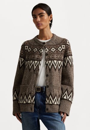 FAIR ISLE WOOL-BLEND CARDIGAN - Cardigan - brown